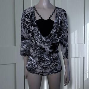 Y2k mixed print layered cowl